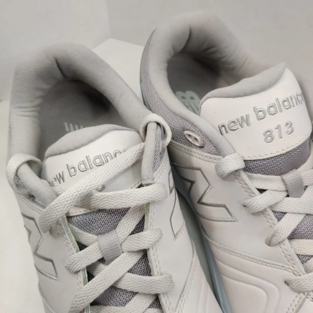 NEW BALANCE 813 White Leather Sneaker Women Sz‎ 12.5 Walking Shoes Comfy ROLLBAR
